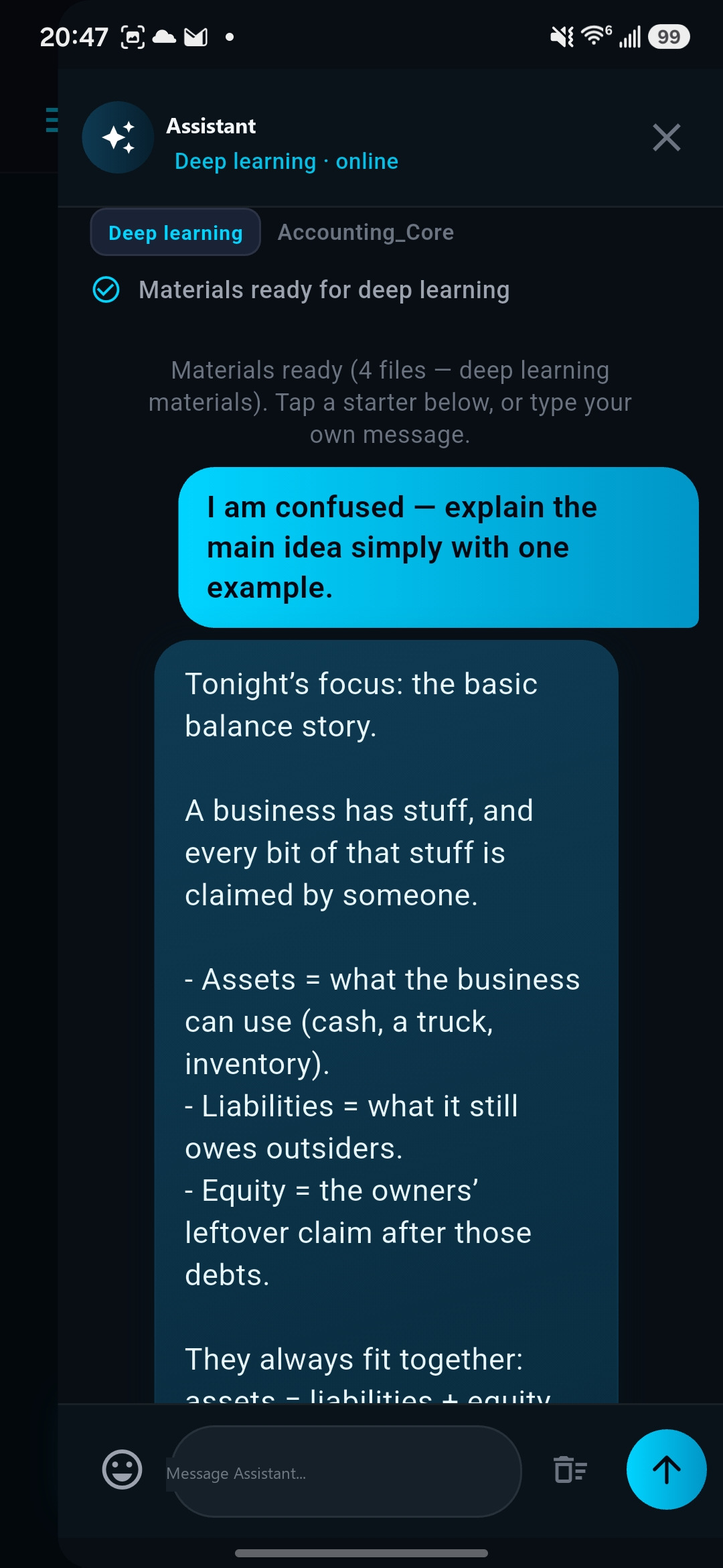 Android: side chat for Learn with plain teaching