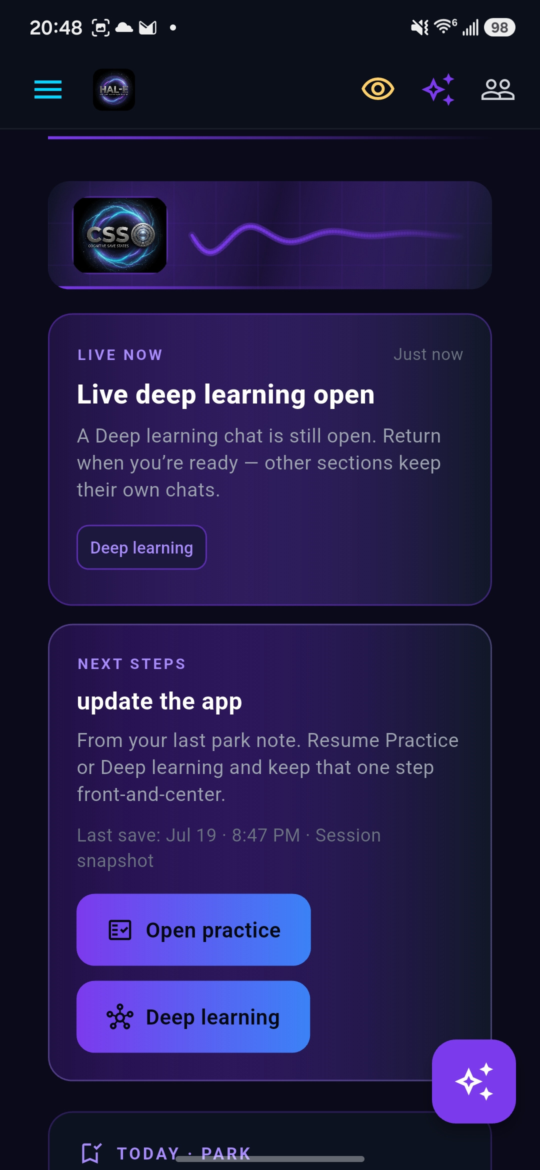Android: Save place — resume board and next steps